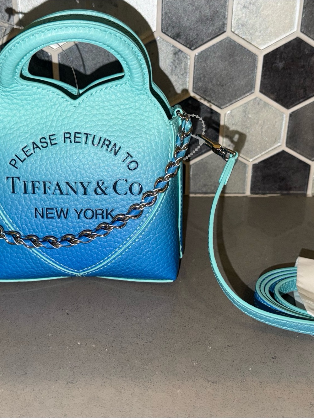 Tiffany & Co. Ombre Aqua-to-Blue Heart Crossbody Bag